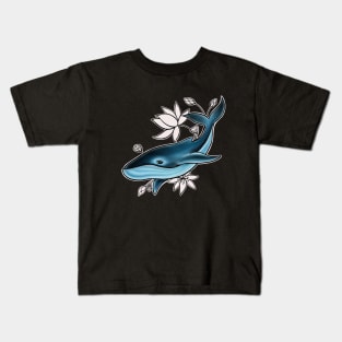 Whale with Lotus flower Kids T-Shirt